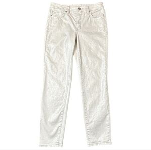 Tommy Bahama Metallic Denim High Rise Stretch Ankle White Sz 10/28 NWOT